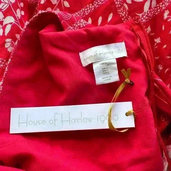 House of Harlow 1960 NWT Linen Blend Fit & Flare Red Mini Sundress Dress Size L - Picture 6 of 6